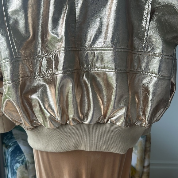 Bathsheva Alex Bomber Jacket in Gold Metallic Leather - Picture 8 of 15